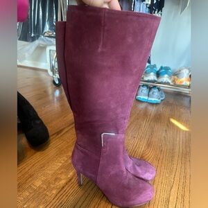 Nine West Knee High Heeled Maroon Boots